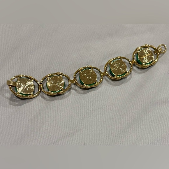 Stella And Dot Zinnea Green And Gold Chunky Statement Bracelet - Picture 2 of 7